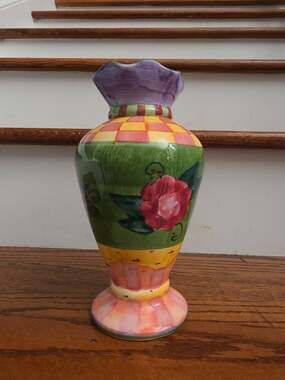 Milson & Louis Hand Painted Floral Vase Ceramic Multicolor 12in